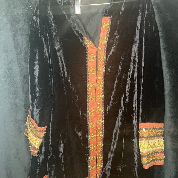 Soft Surroundings Black Velvet Embroidered Trim Tunic Jacket Large - Picture 1 of 4